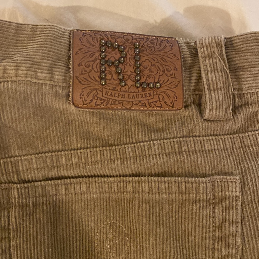 VTG Ralph Lauren Blue Label Corduroy Tan Straight Leg Women's Pants 10 - Picture 2 of 5